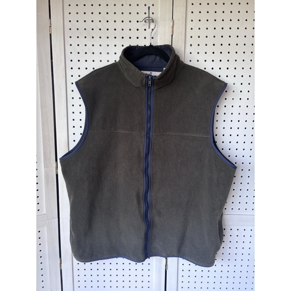 River Trader Men's XXL (XL) Green Navy Fleece Zip Up Vest